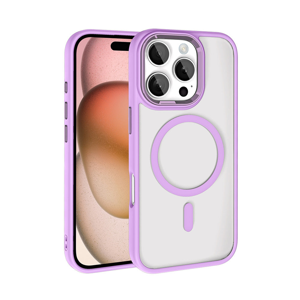 Apple iPhone 16 Pro Kılıf Wireless Şarj Özellikli Zore Krom M-safe Silikon Kapak Gold