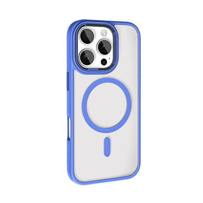 Apple iPhone 16 Pro Kılıf Wireless Şarj Özellikli Zore Krom M-safe Silikon Kapak Siyah