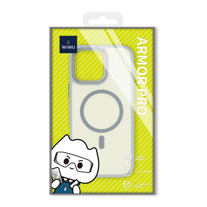 Apple iPhone 16 Pro Kılıf Wiwu FGG-012 ArmorPro Serisi M-safe Şarj Özellikli Parmak İzi Bırakmayan Kılıf Siyah