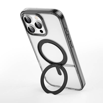 Apple iPhone 16 Pro Kılıf Wiwu MCC-201 iShield Ultra Serisi M-safe Şarj Özellikli Standlı Crystal Sert PC Kapak Siyah