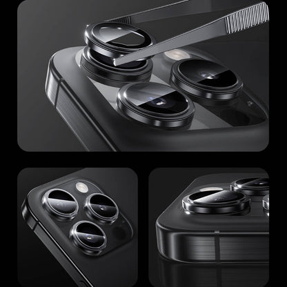 Apple iPhone 16 Pro Max Benks Parlama Önleyici Glass Warrior Metal Kamera Lens Koruyucu Siyah