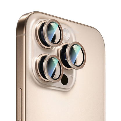 Apple iPhone 16 Pro Max CaseWorld Alloy Serisi Oleofobik Anti Reflective Kamera Lens Koruyucu Gold
