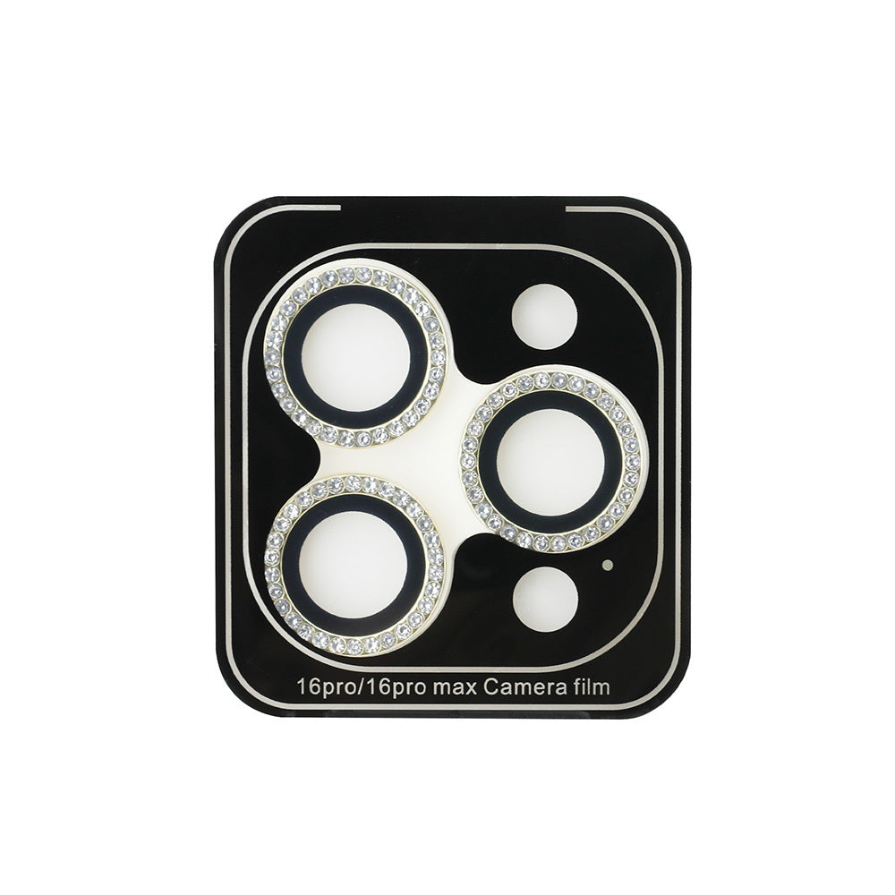 Apple iPhone 16 Pro Max Guess Orjinal Lisanslı Rhinestone Taşlı Lens Koruyucu Gümüş