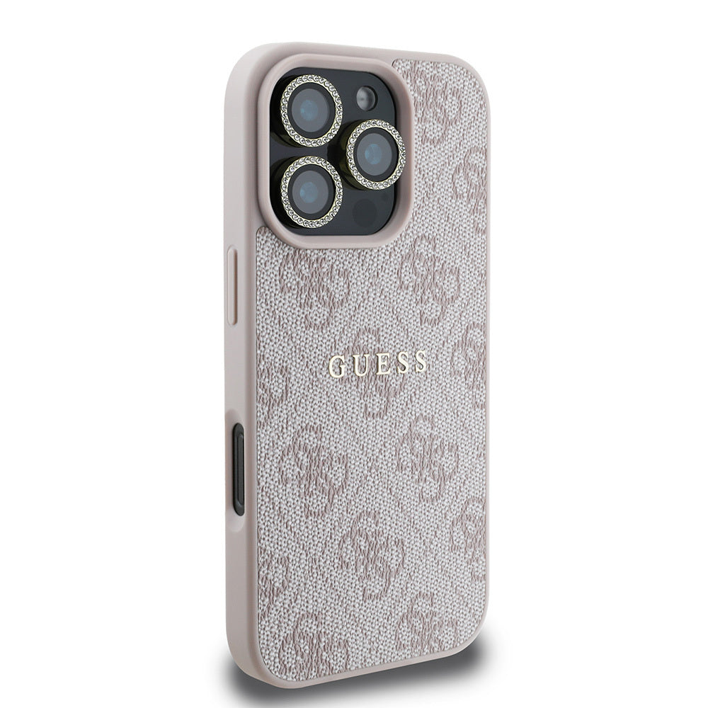 Apple iPhone 16 Pro Max Guess Orjinal Lisanslı Kılıf + Ekran Koruyucu + Lens Koruyucu 3in1 Aksesuar Seti Pembe