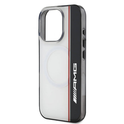 Apple iPhone 16 Pro Max Kılıf AMG Orjinal Lisanslı M-safe Şarj Özellikli IML Baskı Logolu Çift Katmanlı Bow Lines Kapak Siyah