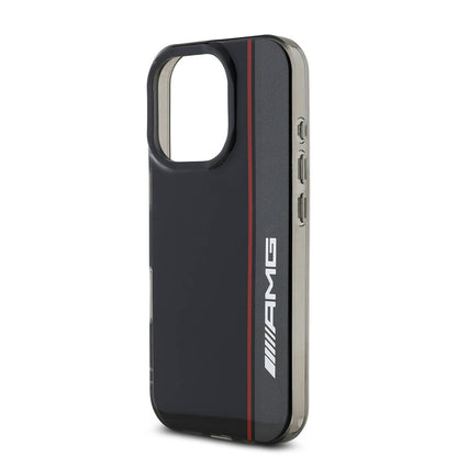 Apple iPhone 16 Pro Max Kılıf AMG Orjinal Lisanslı M-safe Şarj Özellikli IML Baskı Logolu Çift Katmanlı Bow Lines Kapak Siyah