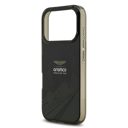 Apple iPhone 17 Pro Kılıf Aston Martin Orjinal Lisanslı M-safe Şarj Özellikli IML Baskı Logolu Formula Tasarımlı Kapak Siyah