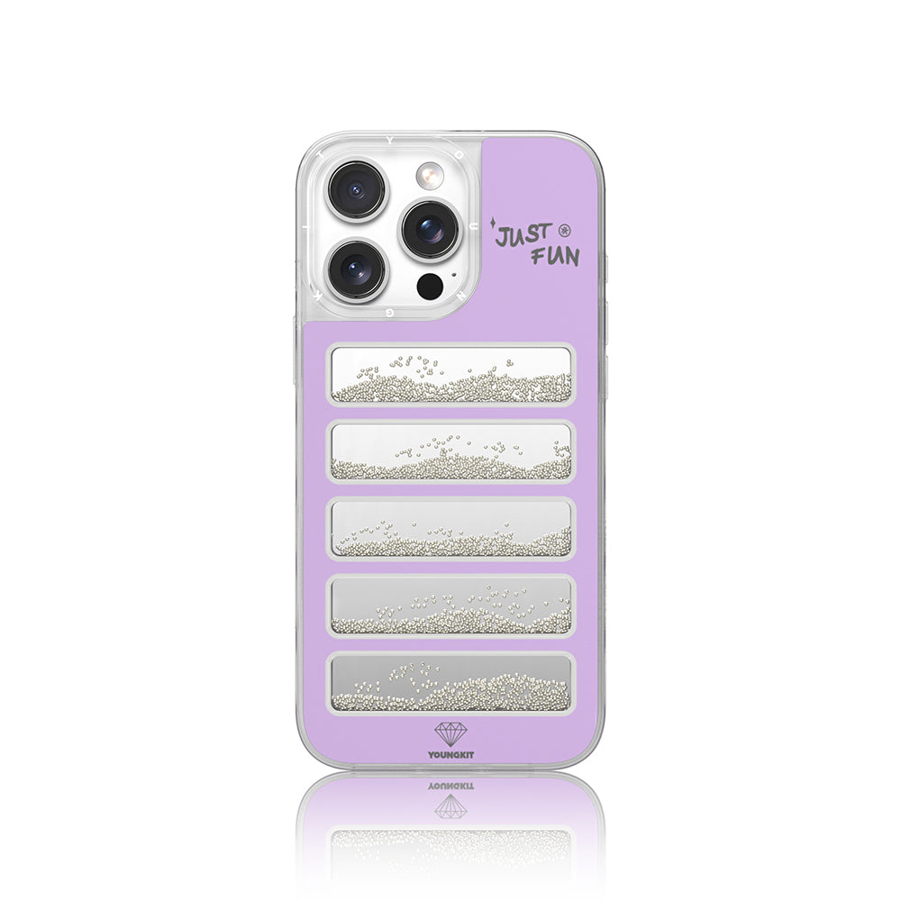 Apple iPhone 16 Pro Max Kılıf Aynalı ve Boncuklu Tasarım Youngkit Jump Serisi Kapak Pembe