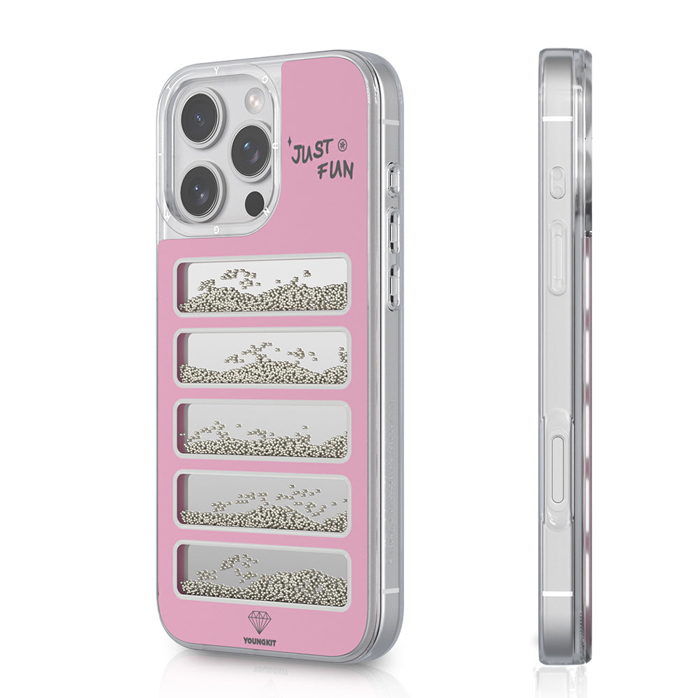 Apple iPhone 16 Pro Max Kılıf Aynalı ve Boncuklu Tasarım Youngkit Jump Serisi Kapak Mor