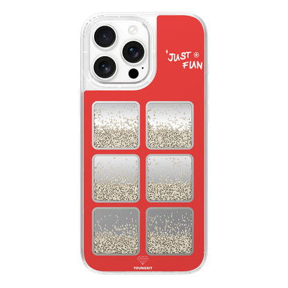 Apple iPhone 16 Pro Max Kılıf Aynalı ve Boncuklu Tasarım Youngkit Spirit Serisi Kapak Kırmızı