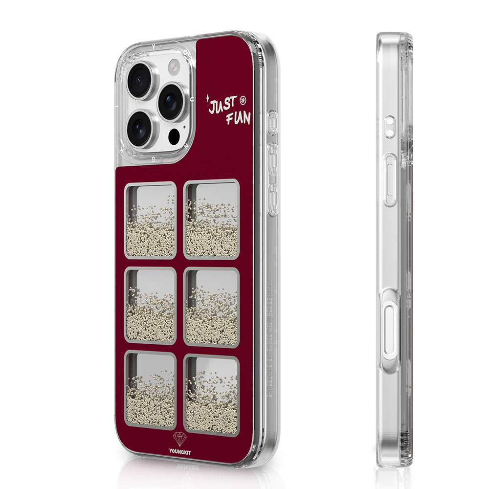 Apple iPhone 16 Pro Max Kılıf Aynalı ve Boncuklu Tasarım Youngkit Spirit Serisi Kapak Mürdüm