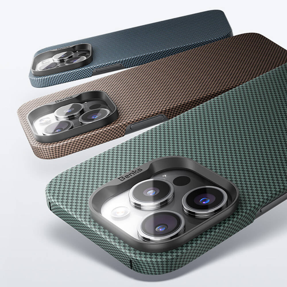 Apple iPhone 16 Pro Max Kılıf M-safe Şarj Özellikli Benks ArmorTint Serisi ArmorAir Kevlar Kapak Yeşil