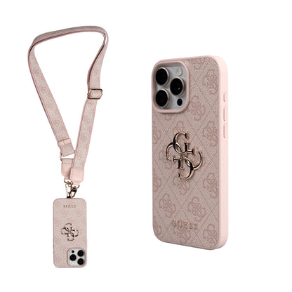 Apple iPhone 16 Pro Max Kılıf Guess Orjinal Lisanslı 4G Büyük Metal Logolu Kalın Askılı Kapak