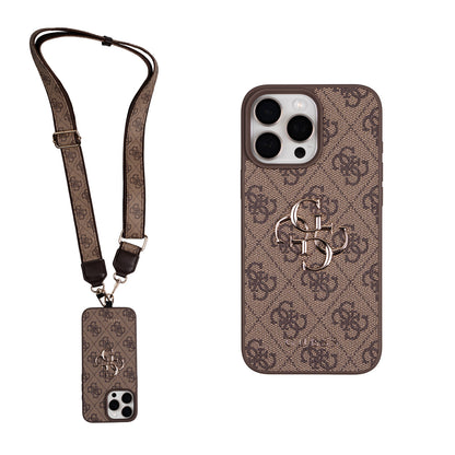 Apple iPhone 16 Pro Max Kılıf Guess Orjinal Lisanslı 4G Büyük Metal Logolu Kalın Askılı Kapak