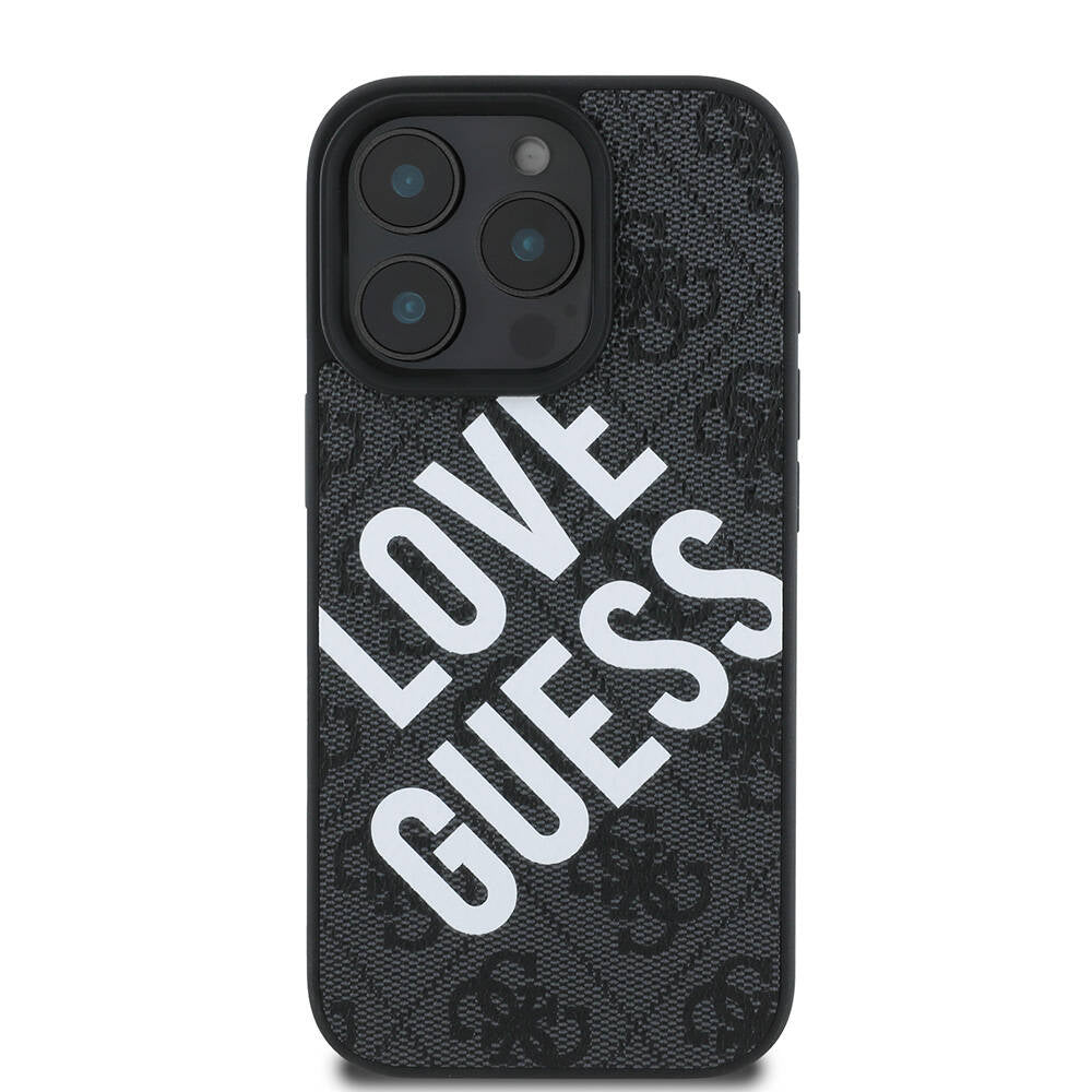 Apple iPhone 16 Pro Max Kılıf Guess Orjinal Lisanslı Big Love Guess Kapak Siyah
