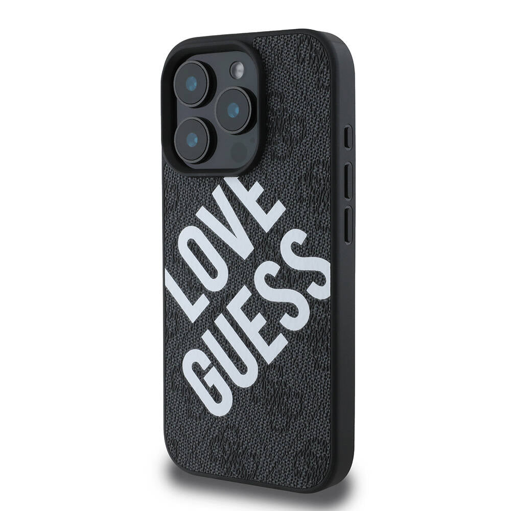 Apple iPhone 16 Pro Max Kılıf Guess Orjinal Lisanslı Big Love Guess Kapak Siyah