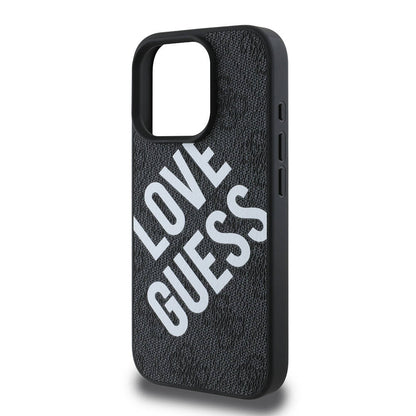 Apple iPhone 16 Pro Max Kılıf Guess Orjinal Lisanslı Big Love Guess Kapak Kahverengi