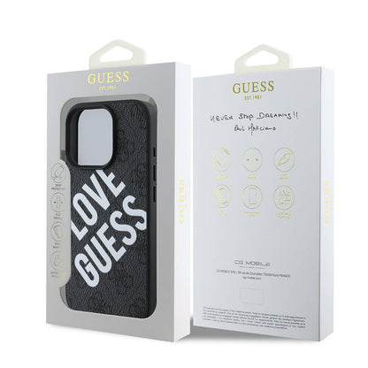 Apple iPhone 16 Pro Max Kılıf Guess Orjinal Lisanslı Big Love Guess Kapak Siyah
