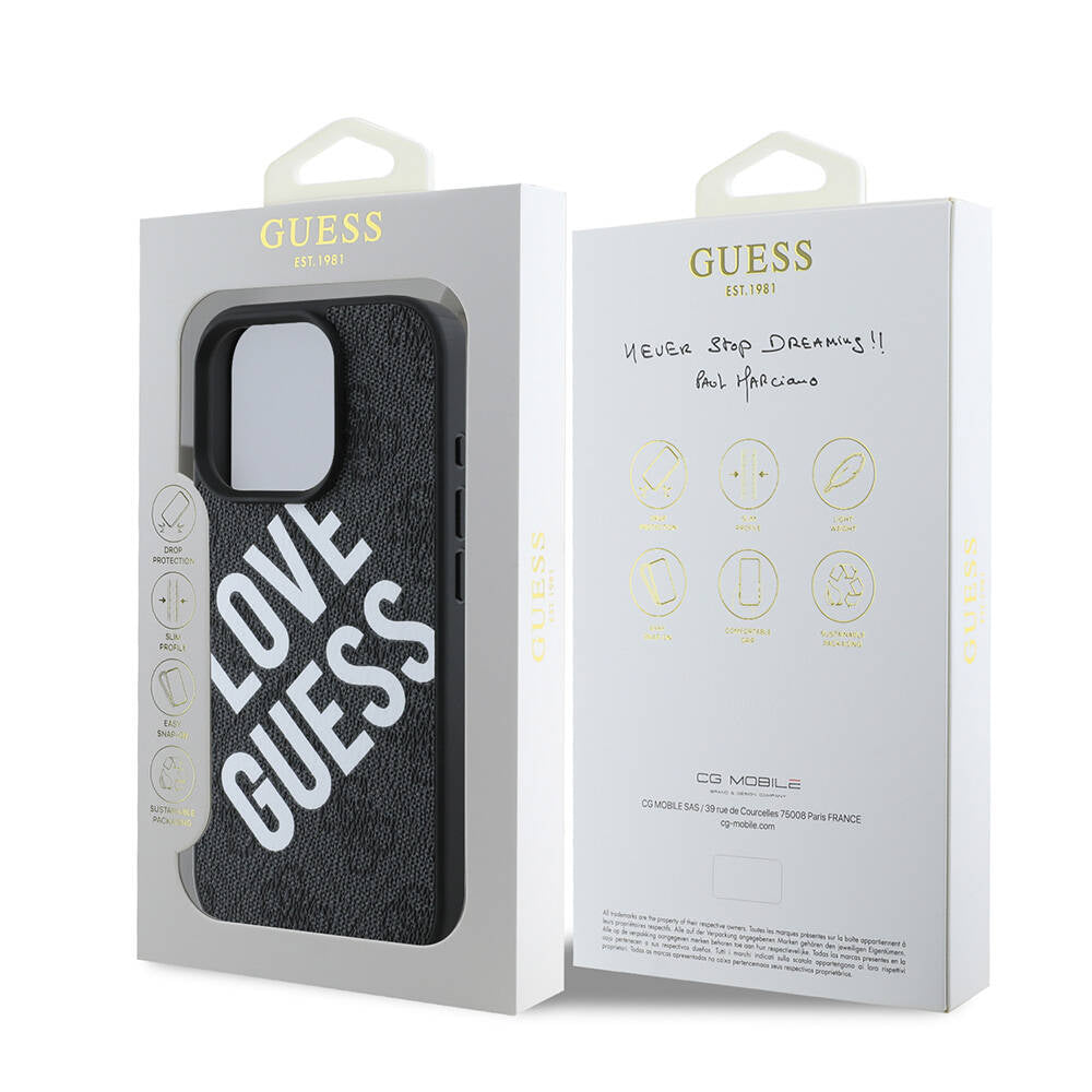 Apple iPhone 16 Pro Max Kılıf Guess Orjinal Lisanslı Big Love Guess Kapak Kahverengi