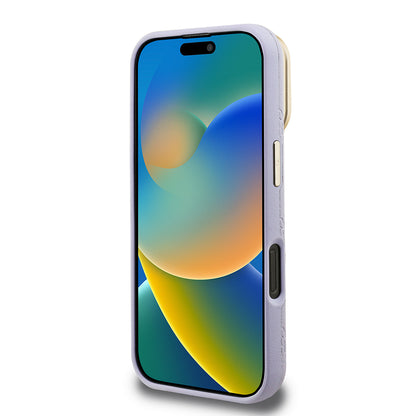 Apple iPhone 16 Pro Max Kılıf Guess Orjinal Lisanslı M-safe Şarj Özellikli Sıcak Baskılı Yazı Logolu Kamera Standlı PU Deri Peony Kapak Pembe