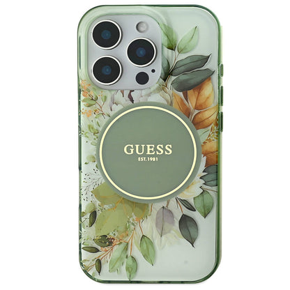 Apple iPhone 16 Pro Max Kılıf Guess Orjinal Lisanslı M-safe Şarj Özellikli Flower Tonal Circle Kapak Mor