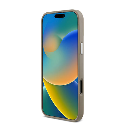 Apple iPhone 16 Pro Max Kılıf Guess Orjinal Lisanslı M-safe Şarj Özellikli Grained Triangle Kapak Siyah