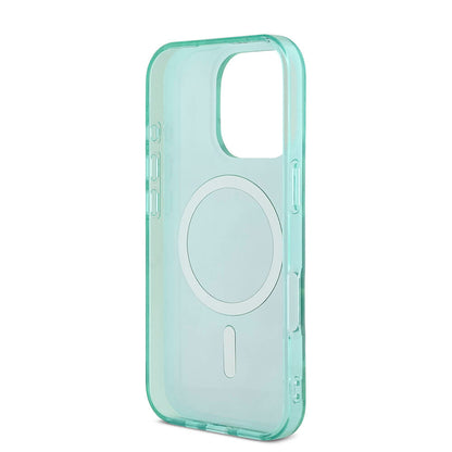 Apple iPhone 16 Pro Max Kılıf Guess Orjinal Lisanslı M-safe Şarj Özellikli IML Baskılı Jungle Ring Kapak Yeşil