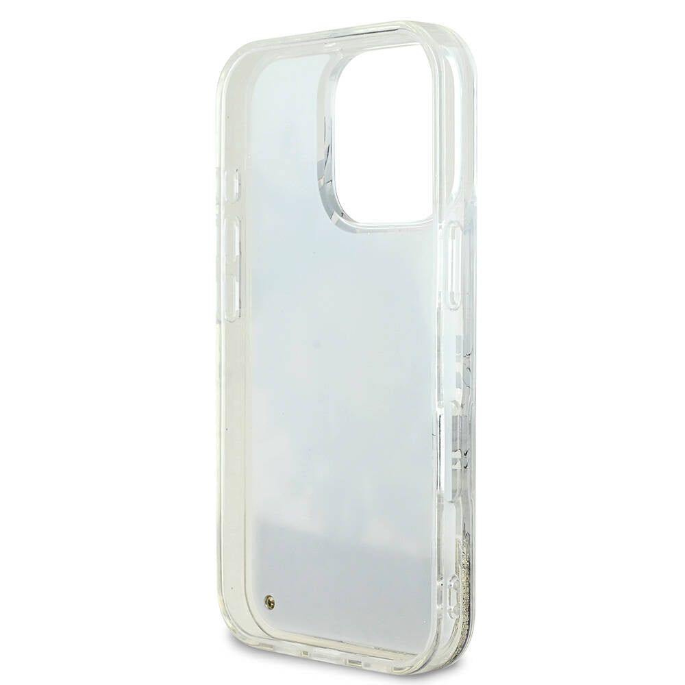 Apple iPhone 16 Pro Max Kılıf Guess Orjinal Lisanslı M-safe Şarj Özellikli Sıvılı Simli Çiçek Desenli Kapak Yeşil