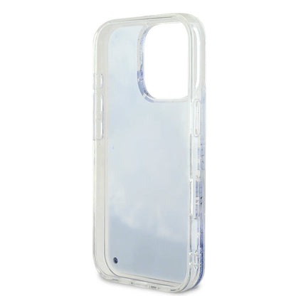 Apple iPhone 16 Pro Max Kılıf Guess Orjinal Lisanslı M-safe Şarj Özellikli Sıvılı Simli Çiçek Desenli Kapak Yeşil