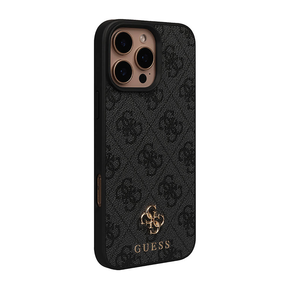 Apple iPhone 16 Pro Max Kılıf Guess Orjinal Lisanslı M-safe Şarj Özellikli Small 4G Classic Kapak Kahverengi