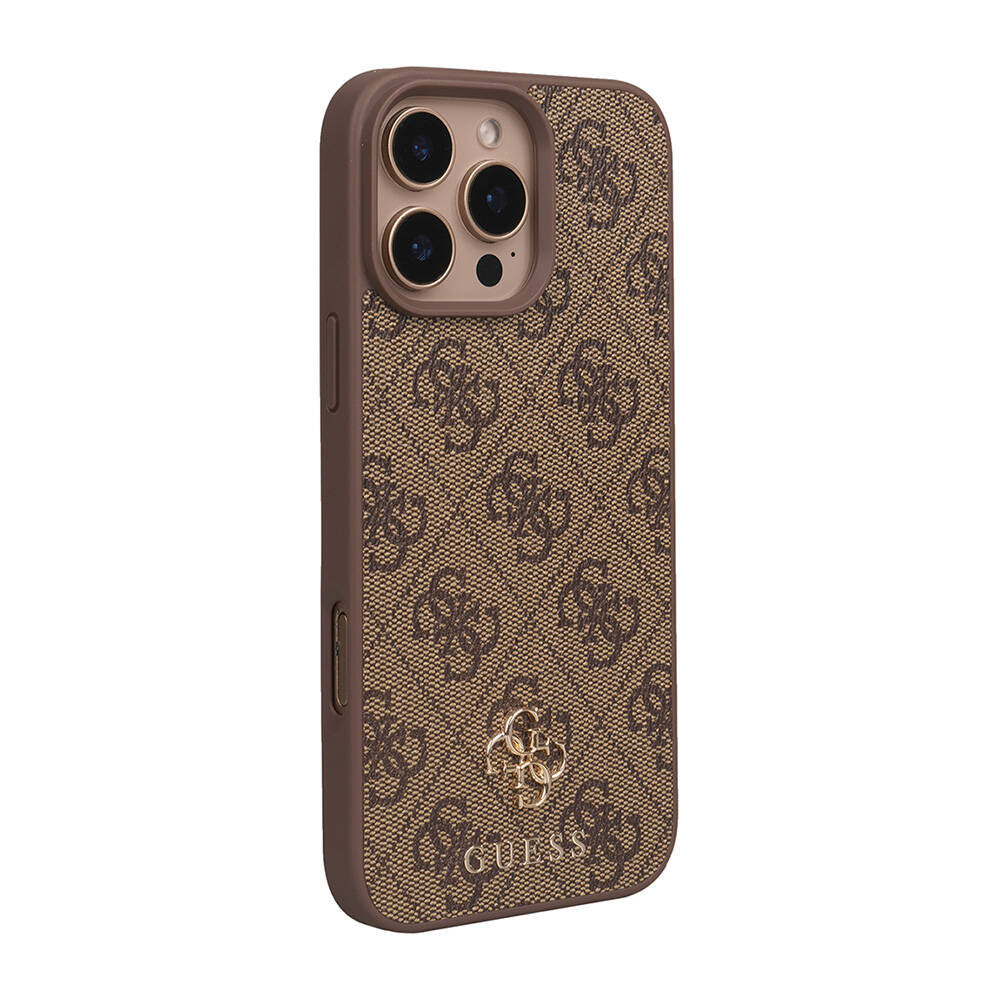 Apple iPhone 16 Pro Max Kılıf Guess Orjinal Lisanslı M-safe Şarj Özellikli Small 4G Classic Kapak Siyah