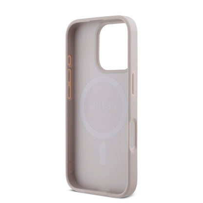 Apple iPhone 16 Pro Max Kılıf Guess Orjinal Lisanslı M-safe Şarj Özellikli Small 4G Classic Kapak Kahverengi