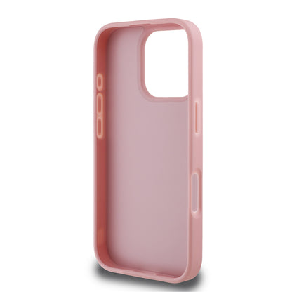 Apple iPhone 16 Pro Max Kılıf Guess Orjinal Lisanslı Taşlı Arka Yüzey Üçgen Logolu Kapak Pembe