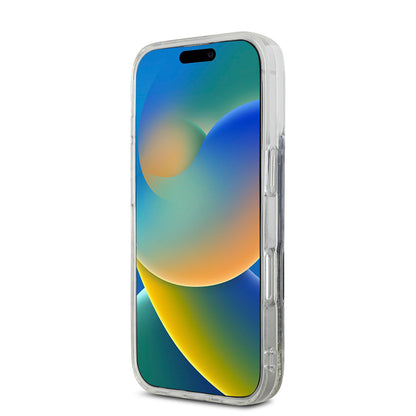 Apple iPhone 16 Pro Max Kılıf Hello Kitty Orjinal Lisanslı M-safe Şarj Özellikli IML Baskı Kitty Head Logolu Sıvılı Simli Altın Ateşi Kapak Siyah