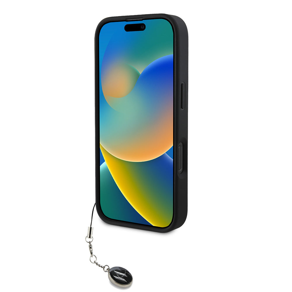 Apple iPhone 16 Pro Max Kılıf Karl Lagerfeld Orjinal Lisanslı Anahtarlıklı Taşlı KL Yazılı Saffiano Rhinestones Kapak Pembe