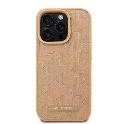 Apple iPhone 16 Pro Max Kılıf Karl Lagerfeld Orjinal Lisanslı M-safe Şarj Özellikli KL Yazılı Hot Stamp Kapak Siyah