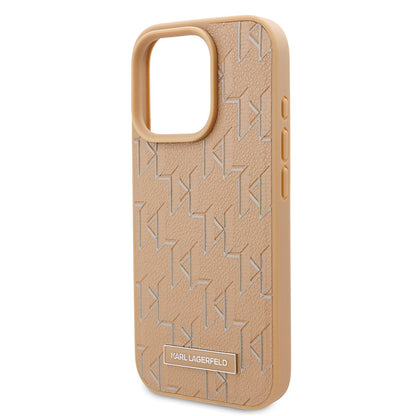 Apple iPhone 16 Pro Max Kılıf Karl Lagerfeld Orjinal Lisanslı M-safe Şarj Özellikli KL Yazılı Hot Stamp Kapak Pembe