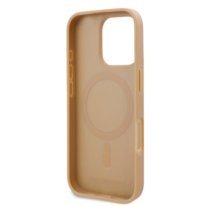 Apple iPhone 16 Pro Max Kılıf Karl Lagerfeld Orjinal Lisanslı M-safe Şarj Özellikli KL Yazılı Hot Stamp Kapak Pembe