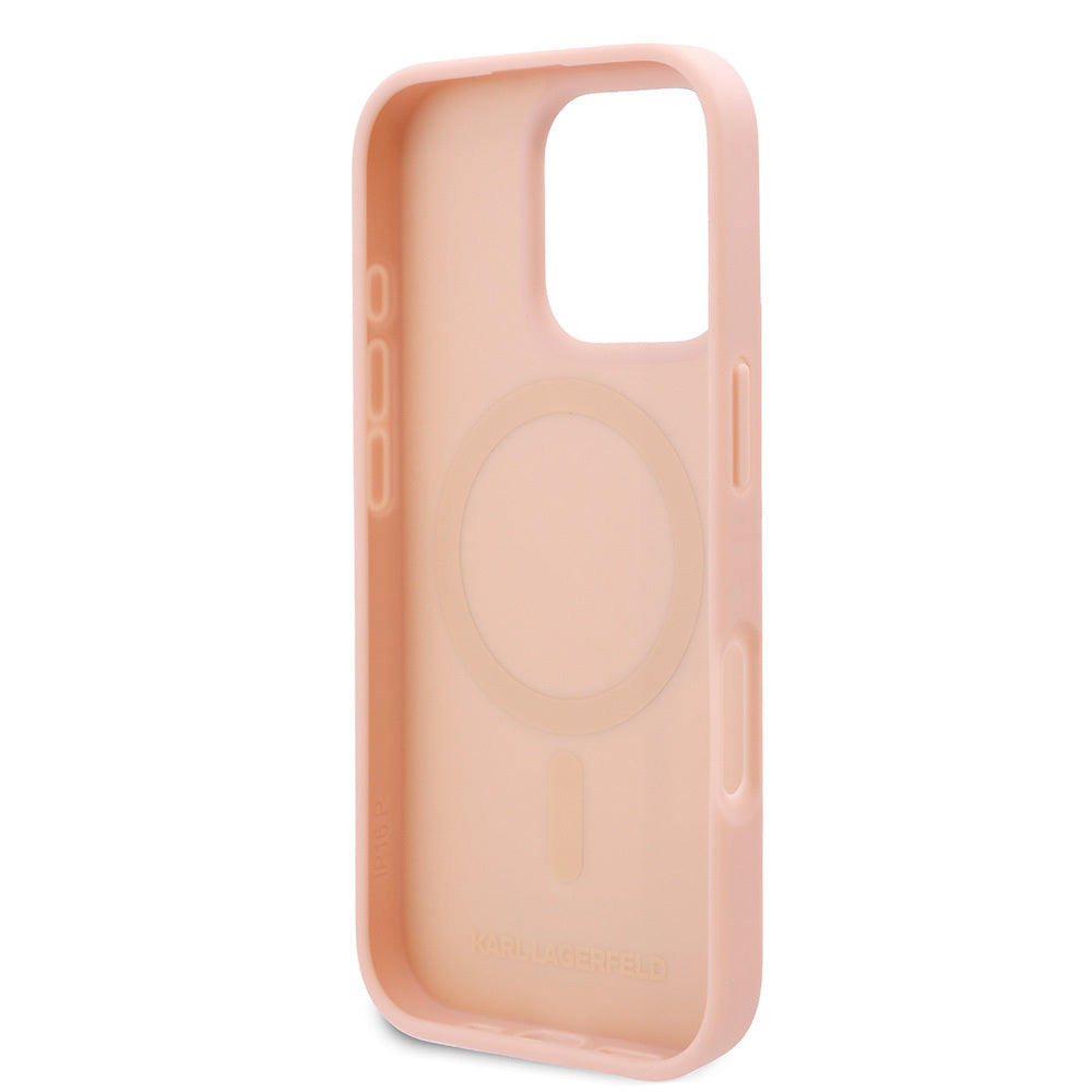 Apple iPhone 16 Pro Max Kılıf Karl Lagerfeld Orjinal Lisanslı M-safe Şarj Özellikli KL Yazılı Hot Stamp Kapak Siyah