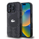 Apple iPhone 16 Pro Max Kılıf Lacoste Orjinal Lisanslı M-safe Şarj Özellikli IML Baskılı Gümüş Timsah Logolu Monogram Kapak Siyah