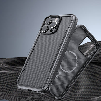 Apple iPhone 16 Pro Max Kılıf M-safe Şarj Özellikli Airbagli Raptic Apex Serisi Karbon Fiber Tasarımlı Kapak Siyah