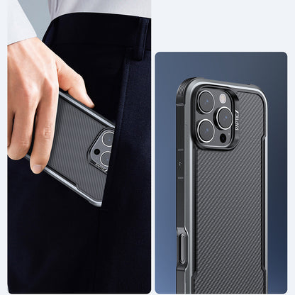 Apple iPhone 16 Pro Max Kılıf M-safe Şarj Özellikli Airbagli Raptic Apex Serisi Karbon Fiber Tasarımlı Kapak Siyah