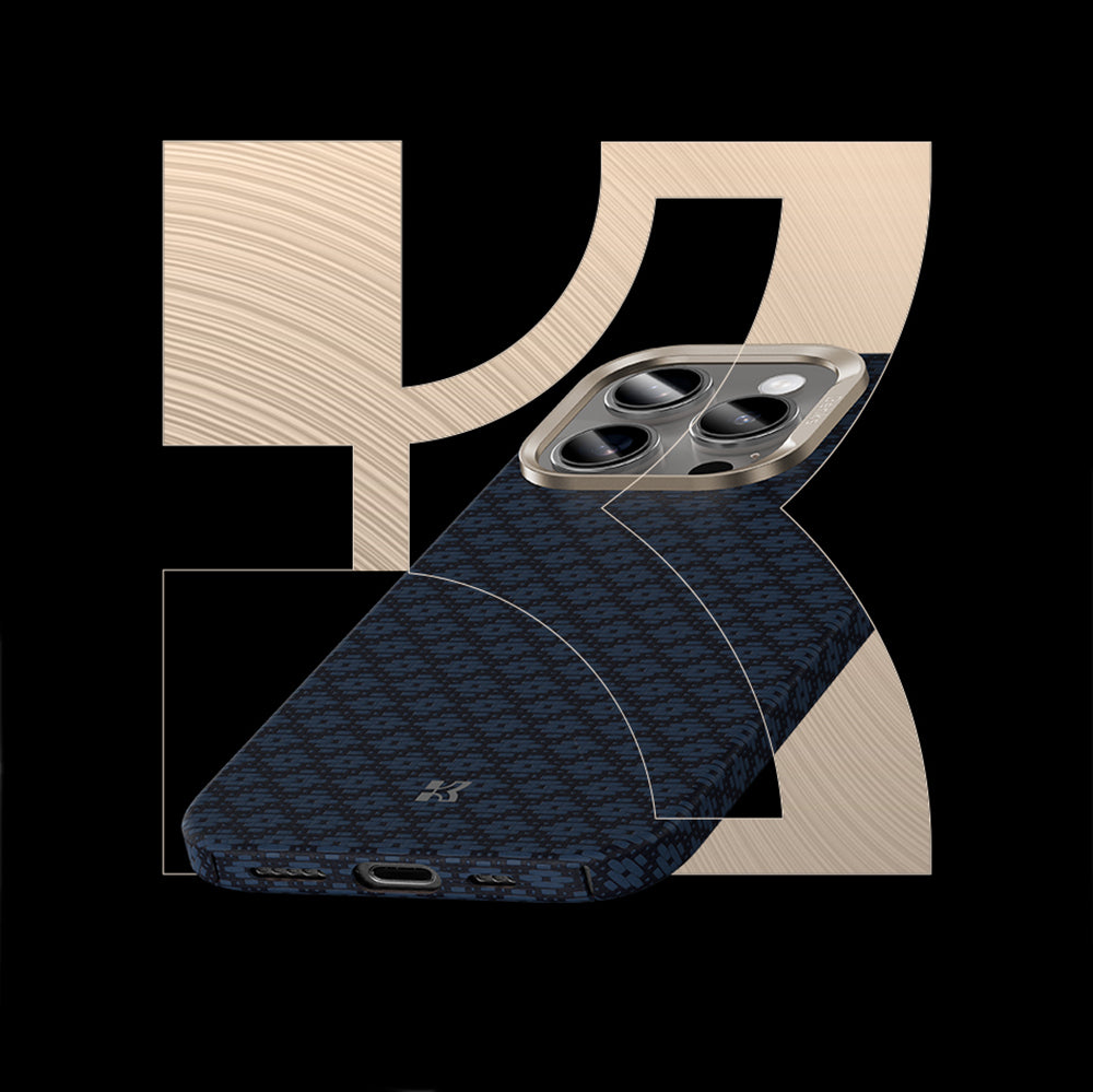 Apple iPhone 16 Pro Max Kılıf M-Safe Şarj Özellikli Benks ArmorAir ArmorGrid Serisi Kevlar Kapak Siyah