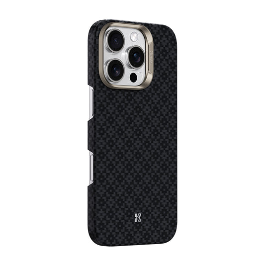 Apple iPhone 16 Pro Max Kılıf M-Safe Şarj Özellikli Benks ArmorAir ArmorGrid Serisi Kevlar Kapak Siyah