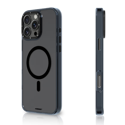 Apple iPhone 16 Pro Max Kılıf M-safe Şarj Özellikli Cam Arka Yüzey TPU Youngkit Gemstone Clear Serisi Kapak Siyah