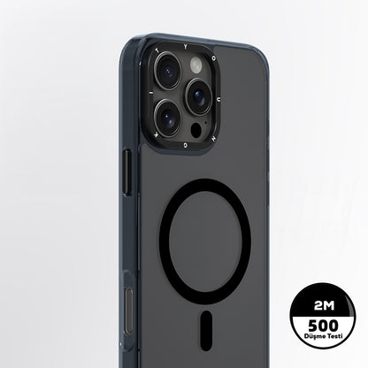 Apple iPhone 16 Pro Max Kılıf M-safe Şarj Özellikli Cam Arka Yüzey TPU Youngkit Gemstone Clear Serisi Kapak Gold