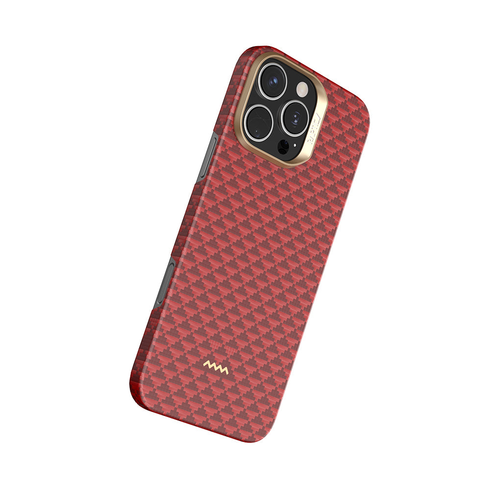 Apple iPhone 16 Pro Max Kılıf M-safe Şarj Özellikli Raptic Aramid Skin Origin Serisi Kapak Kırmızı