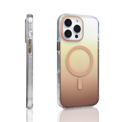 Apple iPhone 16 Pro Max Kılıf M-safe Şarj Özellikli Transparan Renk Geçişli Zore Toros Kapak Siyah