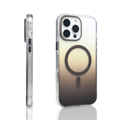 Apple iPhone 16 Pro Max Kılıf M-safe Şarj Özellikli Transparan Renk Geçişli Zore Toros Kapak Siyah