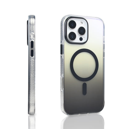 Apple iPhone 16 Pro Max Kılıf M-safe Şarj Özellikli Transparan Renk Geçişli Zore Toros Kapak Siyah